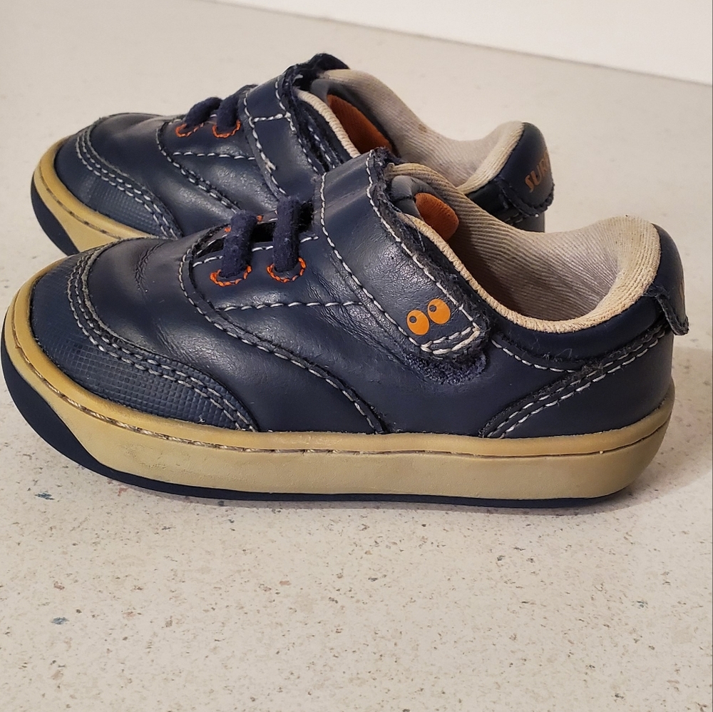 Stride Ride Surprize Author Boys Crib Shoe Blue Hook Loop Baby Size 4c